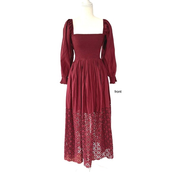 Free People Dresses & Skirts - Free‎ People Empress Rock Midi Dress Cottagecore Square Neck Puff Sleeve XS